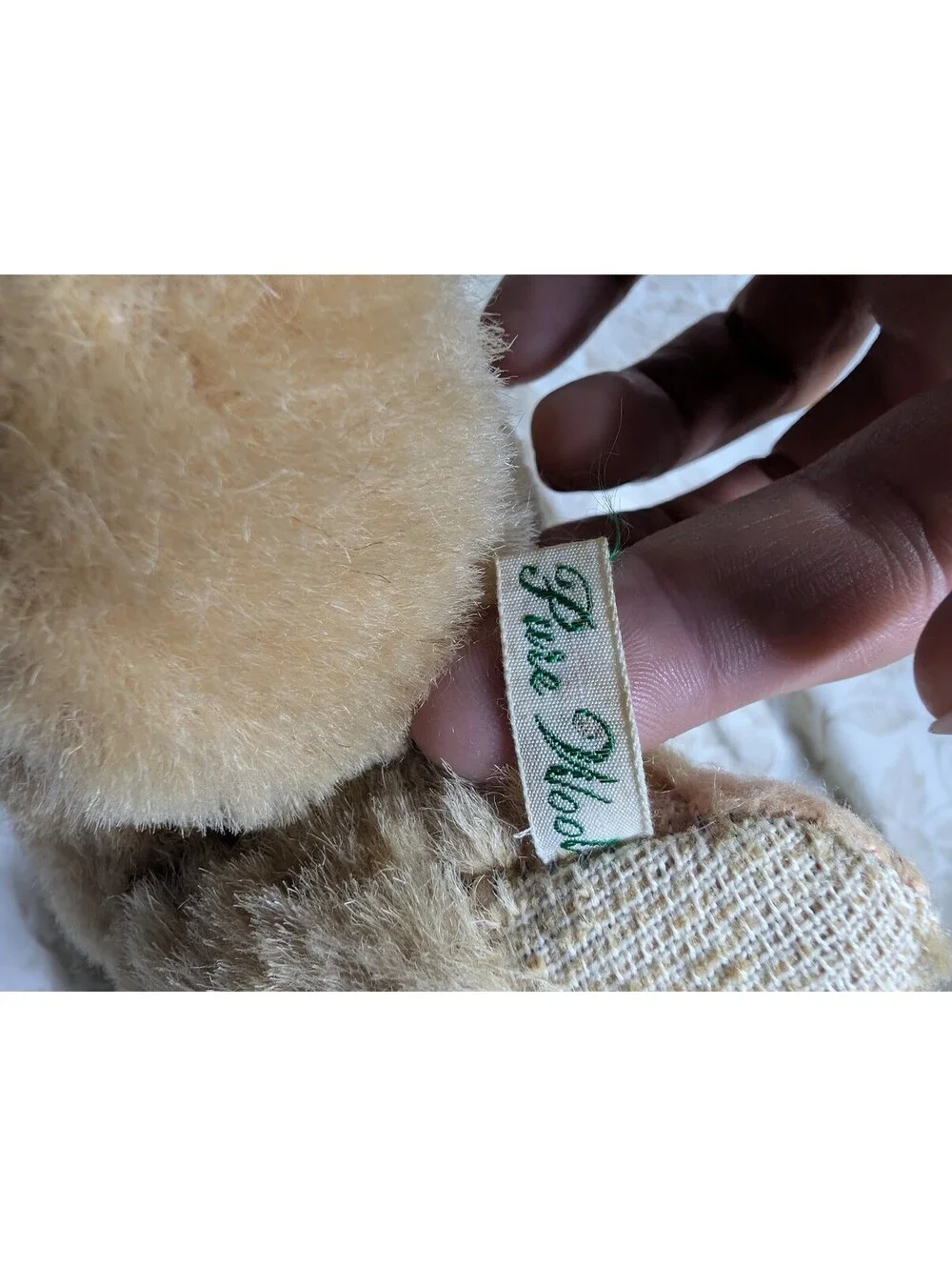 Vintage True Wool Plush Teddy Bear with Green Ribbon